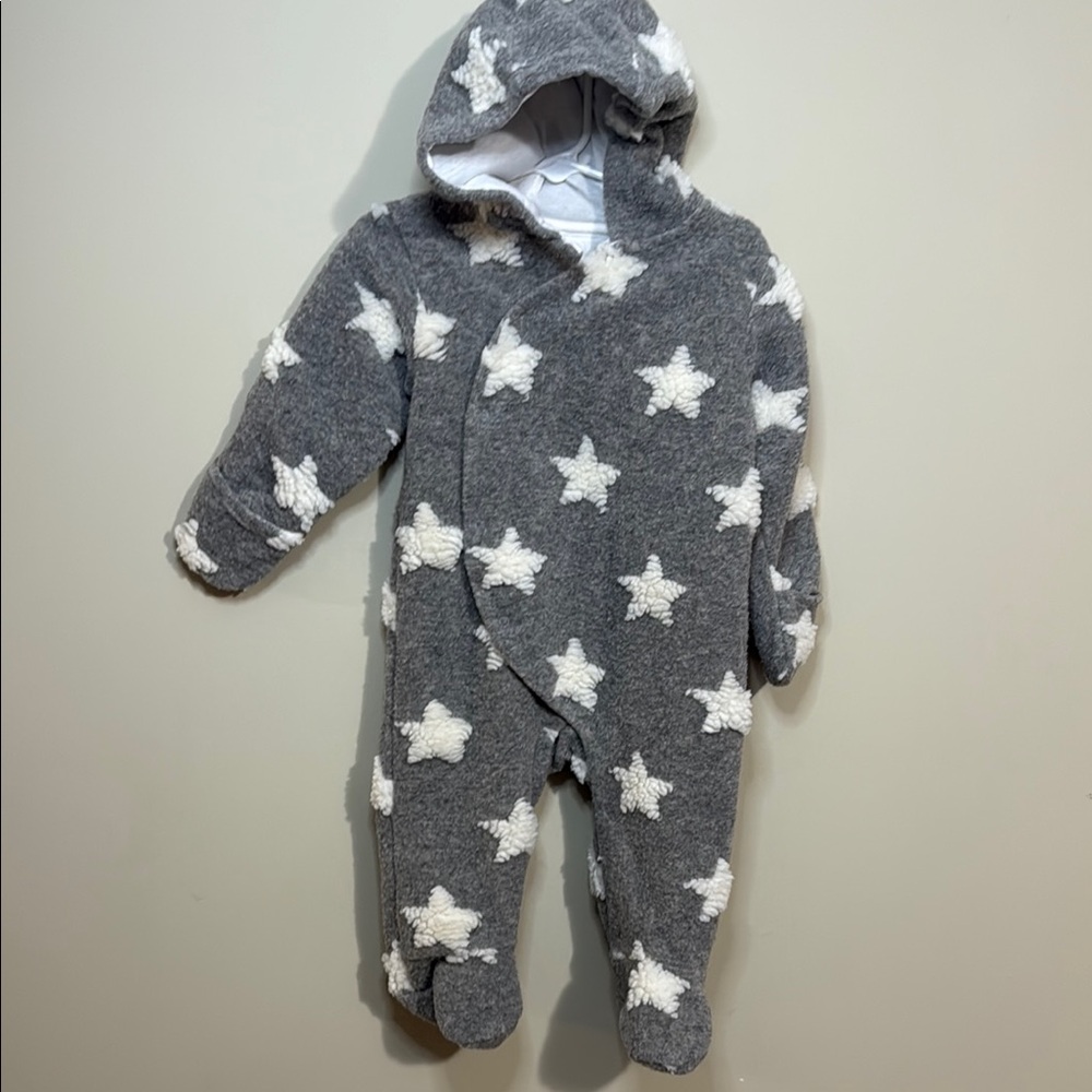 Cozy Gray Star-Patterned Kids One Piece